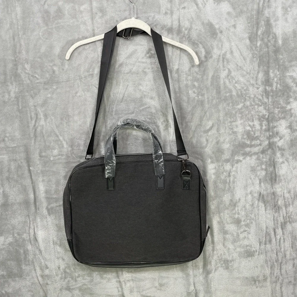 John Varvatos Canvas Tote Lightweight Laptop Messenger‎ Bag Gray/Black NWOT